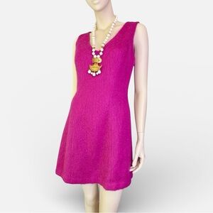 Vintage MOHAIR Vibrant Fuchsia Pink Sleeveless‎ Dress M
